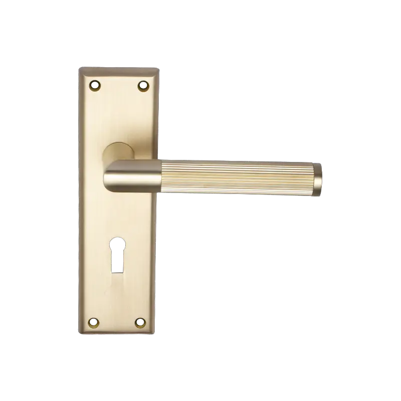 DH17086B Lined Lever Door Handle on Plate, Matt Black